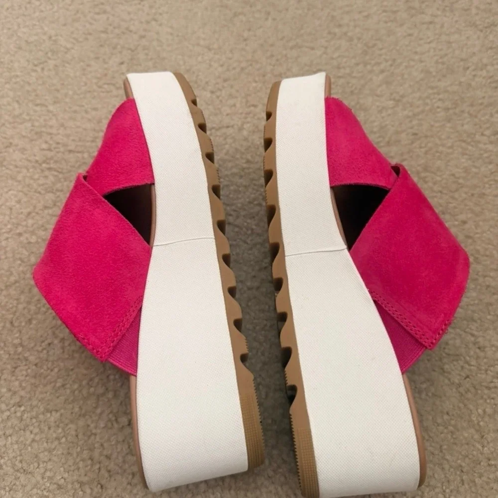 Sorel Cameron Flatform Slide Sandals Pink Suede Womens 9 Platform Summer‎